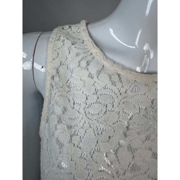 Lace Sleeveless Top With Back Zipper Closure By Pimkie Ivory Floral Design Women - Picture 13 of 16